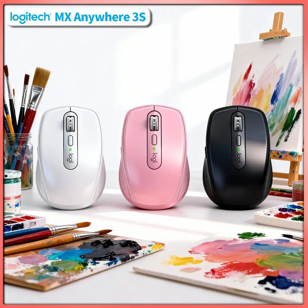 Ergonomic MX Anywhere 3S - 8K DPI, 3-Device Bluetooth, Silent Click, Perfect for Baking Class Lecture Desk Area