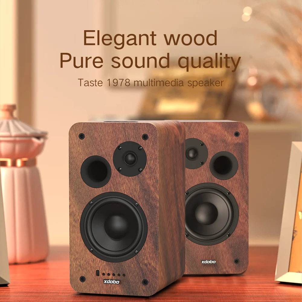 XDOBO Taste 1978 40W Bookshelf Speakers with MIC Input 40W*2 Large Powered Bluetooth Pair-Optical 2.0 Stereo Active