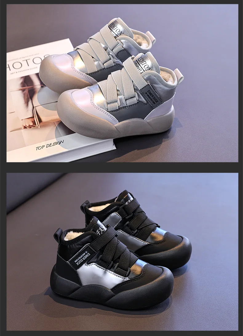 Jungen Mädchen Sportschuhe mit Fell 2026 Neue Mode Kinder Knöchelstiefel Warm für Winter Süße Schüler Kurze Stiefel Rutschfeste Weiche Sohle – Detail 11