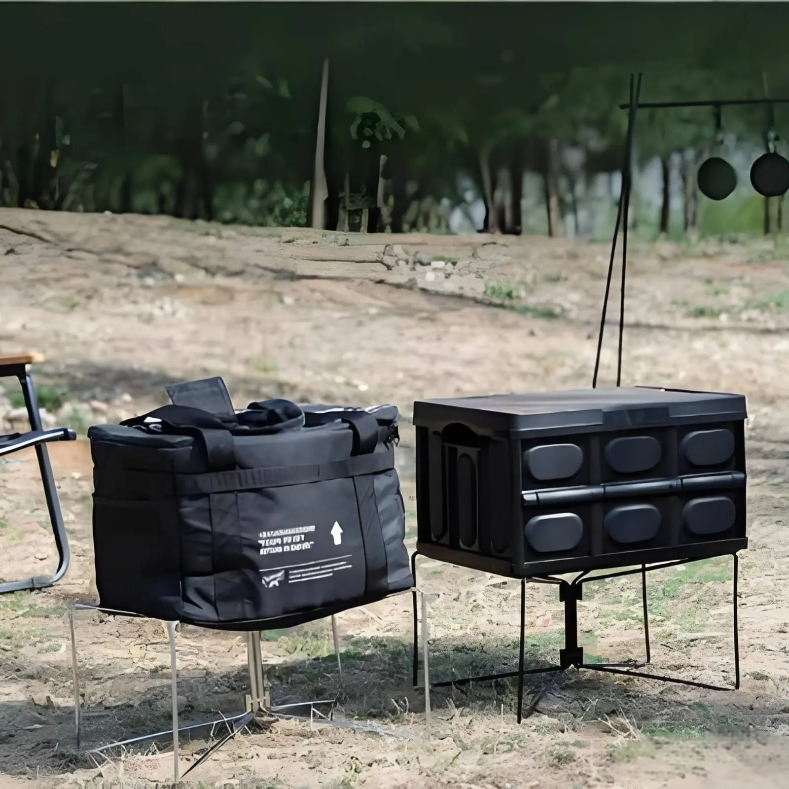 Folding Beverage Stand Foldable Design Foldable Metal Frame Camping Box Rack Space-Saving X-Shaped Frame Beverage Stand