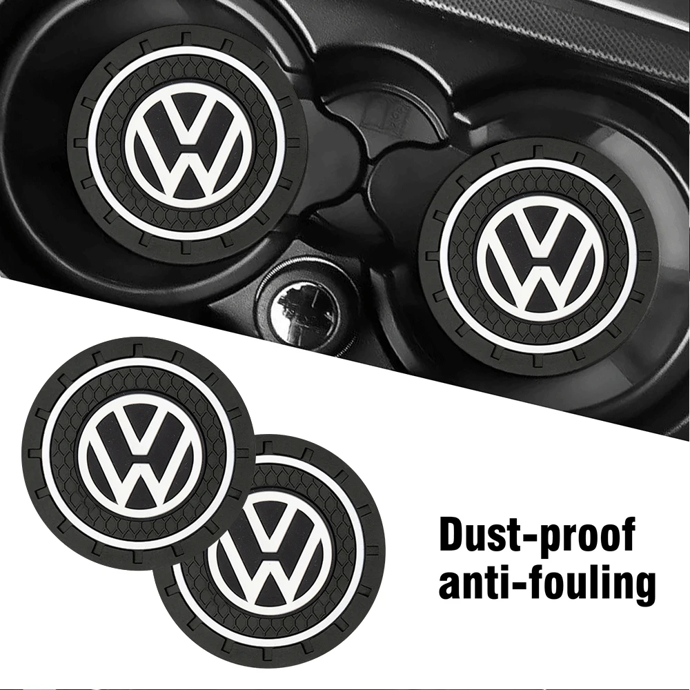 1/2pcs Car Water Cup Waterproof  Non-slip Silicone Coasters For Volkswagen VW Golf Caddy Scirocco Beetle Touran Rline Polo GTD R