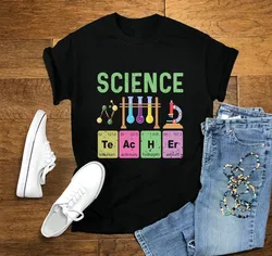 Camisa divertida para profesor de ciencias, camisa de tabla periódica, estética, gráfica, química, algodón, cuello redondo, manga corta