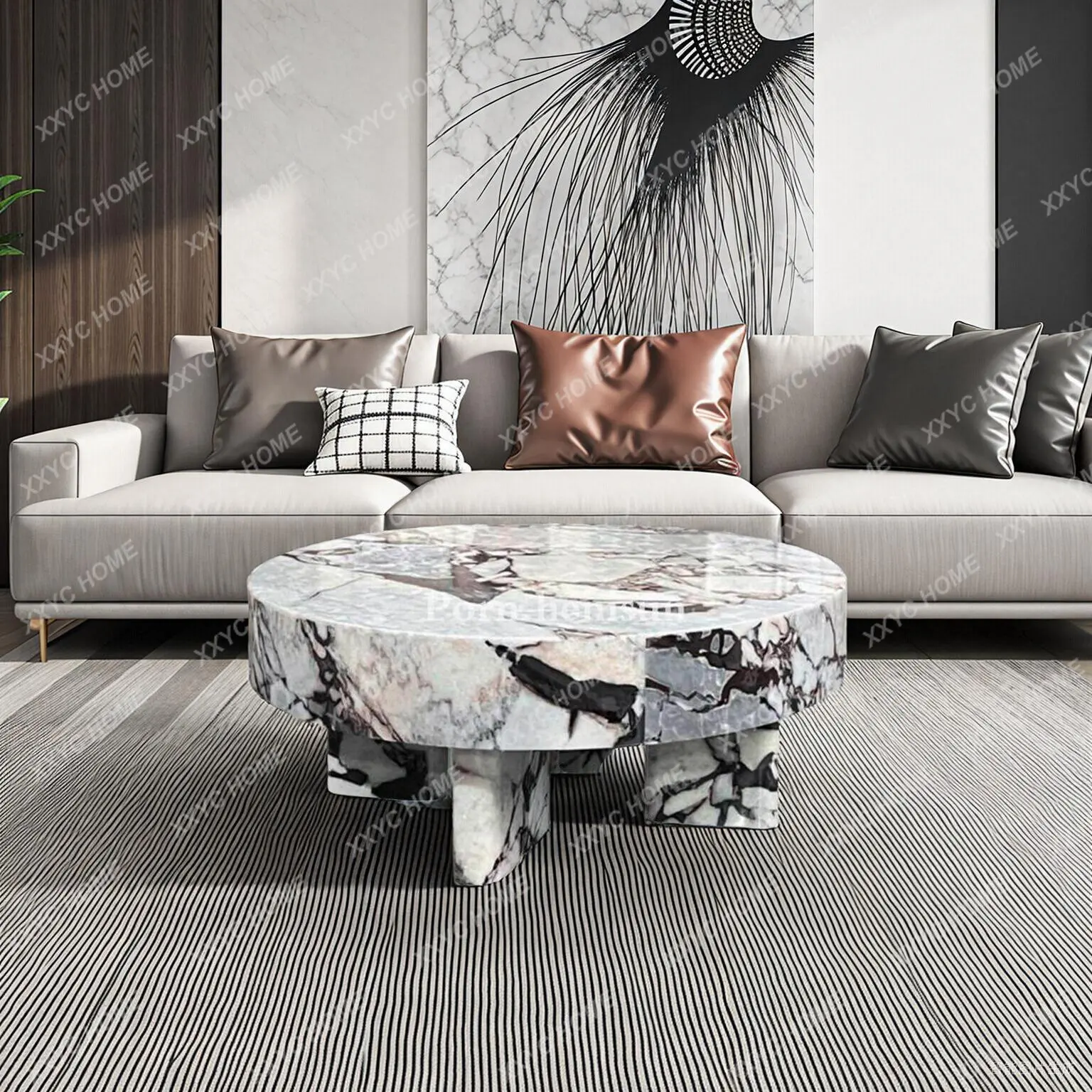 Natural marble coffee table light luxury simple living room elephant white coffee table