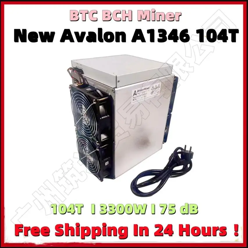 In Stock BTC BCH Miner NEW Avalon A1346 104T With PSU Better Than AntMiner S17+ S17e S19 110T Whatsminer M31S 90T 85T S19 110T