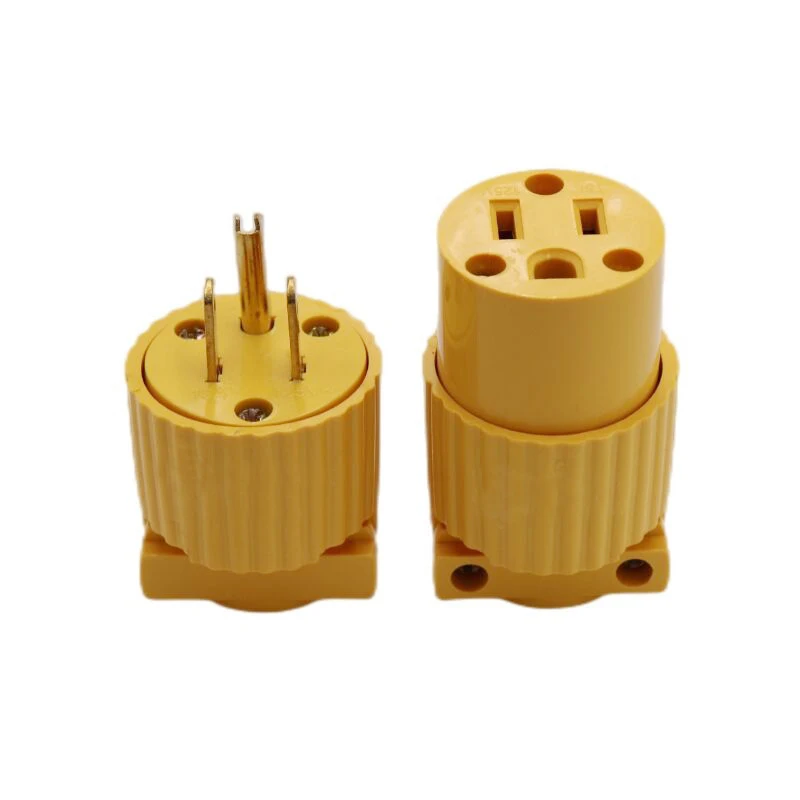 1 Stück Gelb-Schwarzer Amerikanischer 15A NEMA 5-15P 6-15P US Industrie-Verdrahtungsstecker, Abnehmbarer Steckverbinder mit Verriegelung, Netzkabelstecker 125V – Detail 4