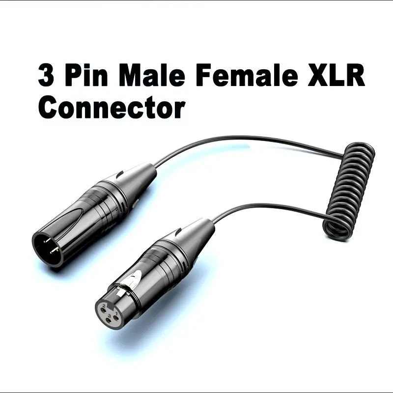 Pure Copper XLR 3Pin Male to Female Audio Microphone Mixer Amplifier Mixing Console Recording Studio Spring Extension Cable 0.5m