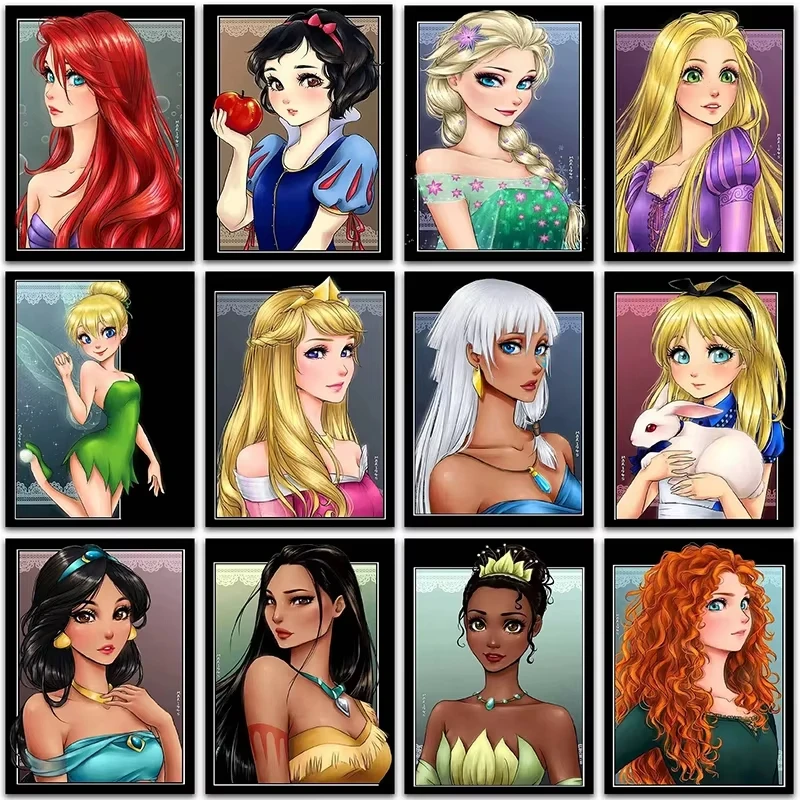 

Oil Painting By Numbers Disney Princess Frozen Snow White Elsa — Hand-Painted Cartoon Canvas Wall Art for Girls Room Home Decor