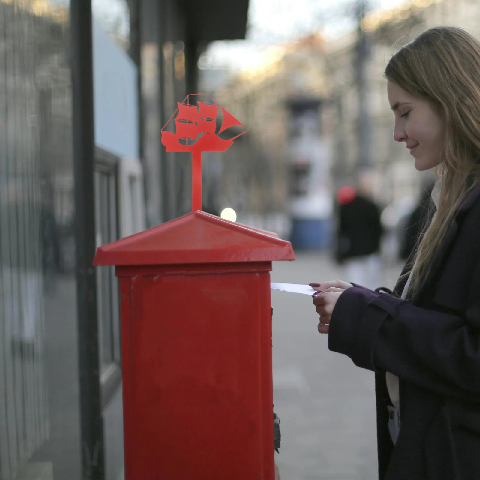 

Metal Mailbox Flag Vertical Ship Ornament Weather Resistant Outgoing Mail Indicator Decorative Flag for Garden Yard Use