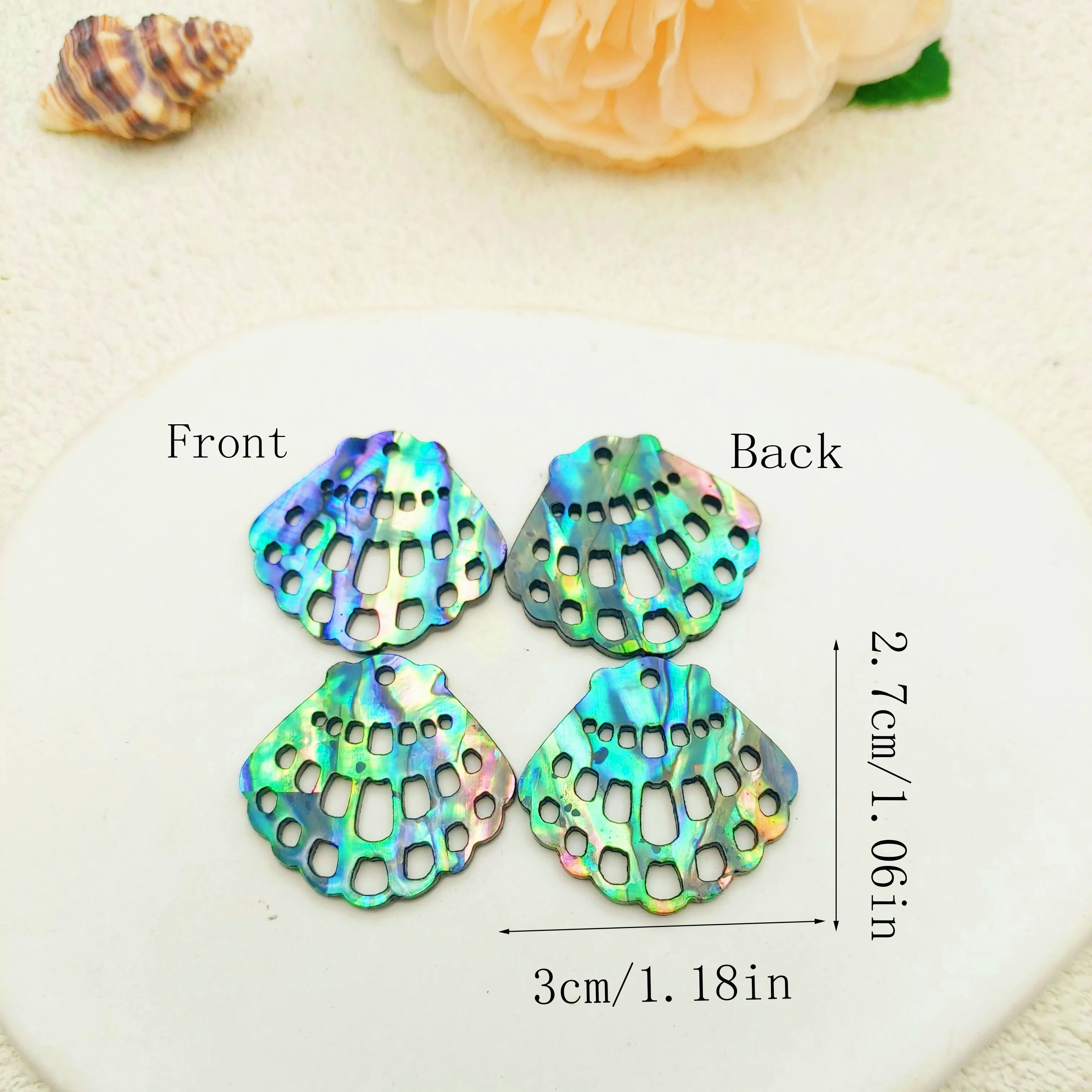 4pcs Natural Abalone Shell Flat Charms Beads for DIY