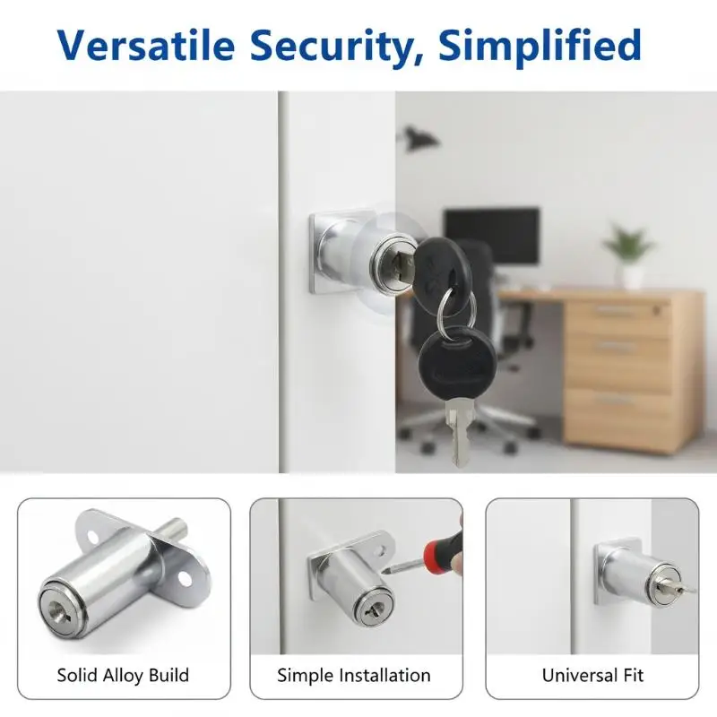 Anti-Theft  Press Type Sliding Door Lock Zinc Alloy Plunger Lock For Cabinet Drawer And Wardrobe Security