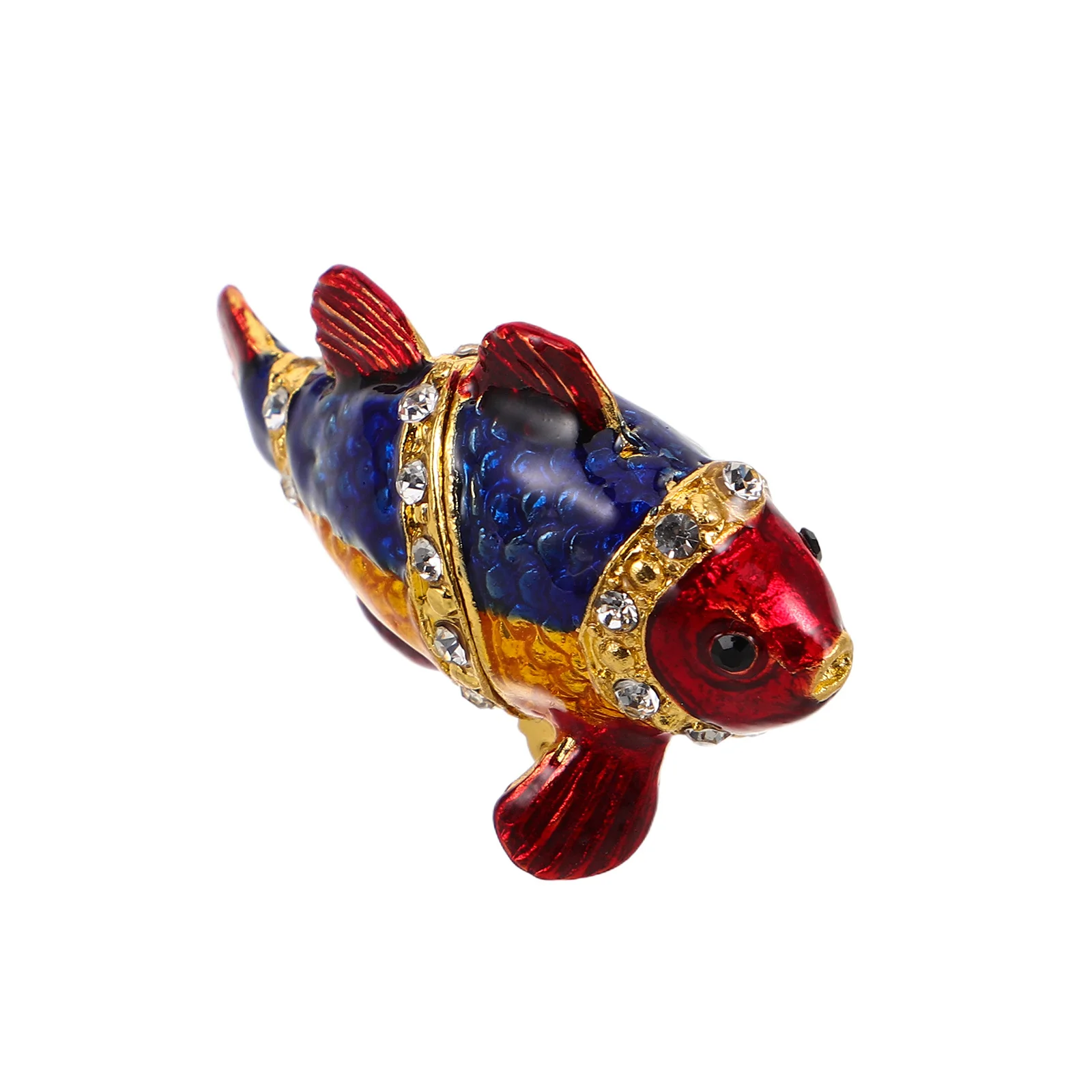 

Fish Jewelry Box Small Vintage Zinc Alloy Rhinestone Decorative Jewelry Organizer Keepsake Storage Box Rings Earrings Travel
