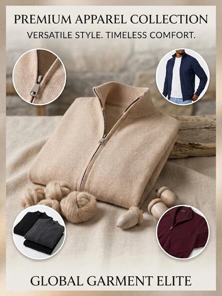 Herbst Herren Casual Stehkragen Strickjacke mit Reißverschluss Winter Warmer Pullover Mantel Oberbekleidung Langarm Streetwear Top – Detail 1