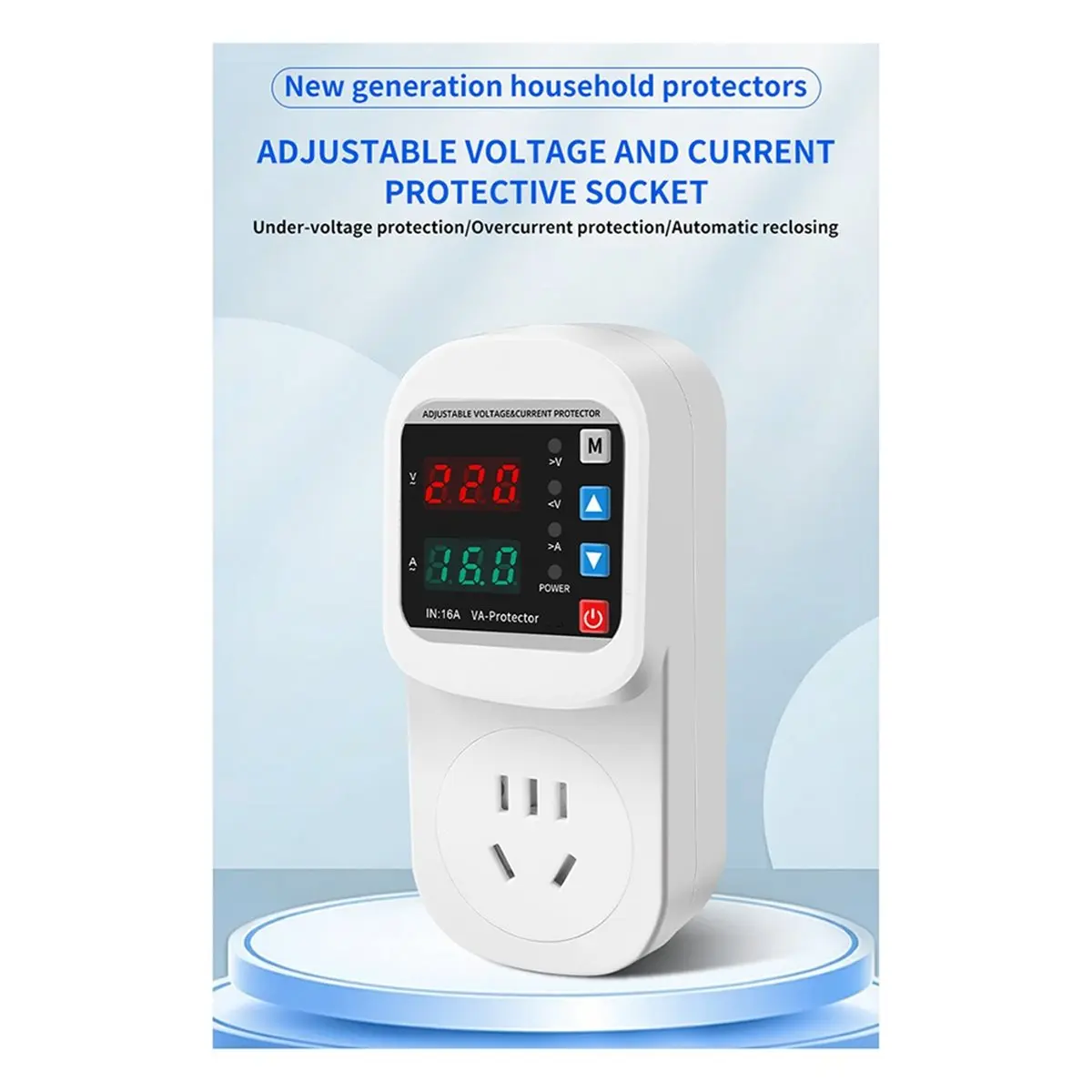 PHONE&GEAR Surge Protector Socket with Adjustable Voltage Control, EU Plug, AC 220V