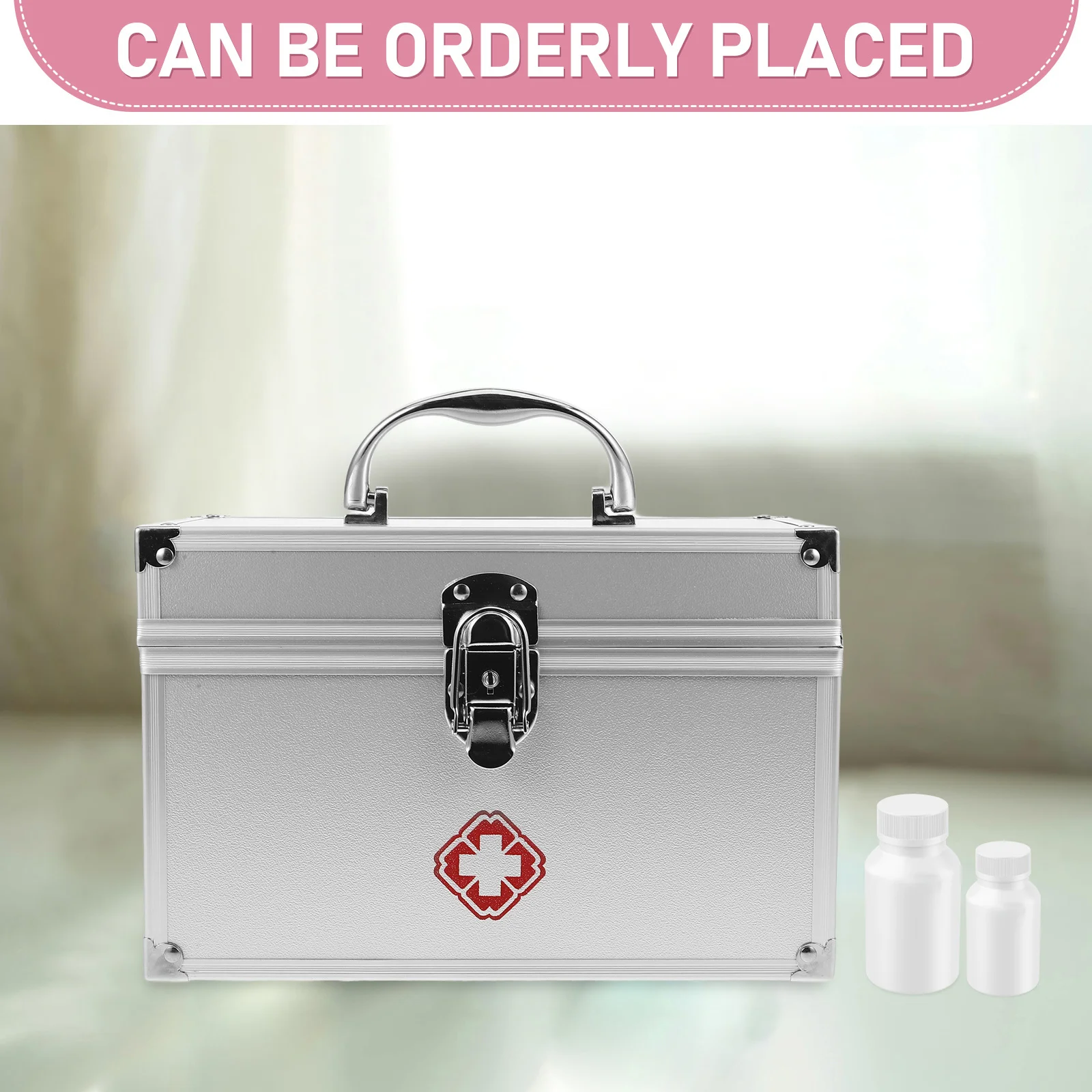 First Aid Box Large Capacity Portable Medicine Storage Box Metal Emergency Case For Home Outdoor Camping Sealing Sturdy