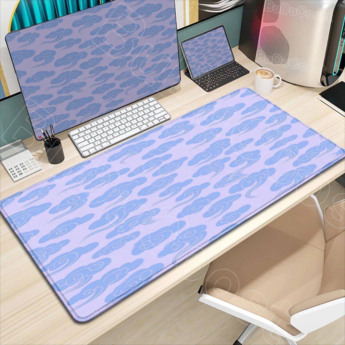 

New 900x400 Gamer Mousepad Pink Purple Clouds MouseMat Large Mouse Pad Anime Rubber Deskpad for Laptop PC Desk Mat Art Mousepads