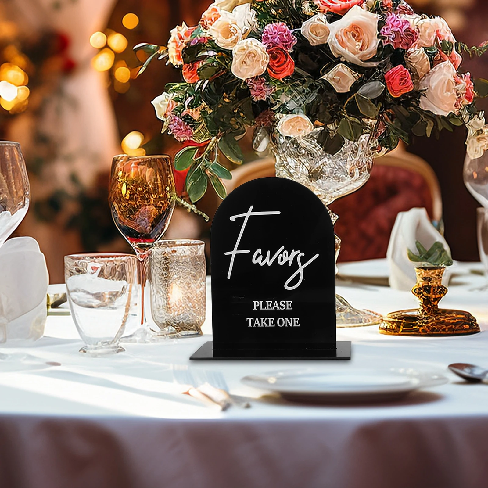 

4pcs 5x7 Inch Gift Table Signs Black Acrylic Party Wedding Reception Standing Desktop Place Cards For Bridal Shower Anniversary