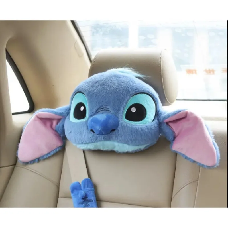 Disney Stitch Seat Belt Cover Cushion Pillow Cartoon Seatbelt Shoulder Pad Protector Soft Plush Anime Car Interior Decoration