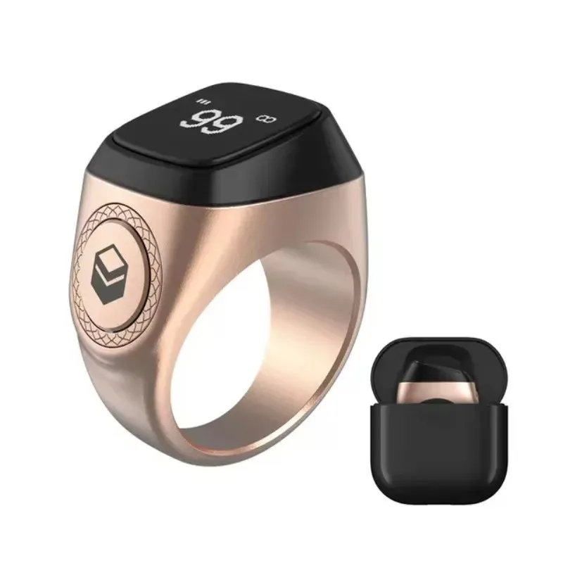 

2025 hot sale Zikr Ring M02 Metal Counter Muslim Smart Ring with Tasbih Azan Zikr Ring with Charging Case Tasbeeh Counter