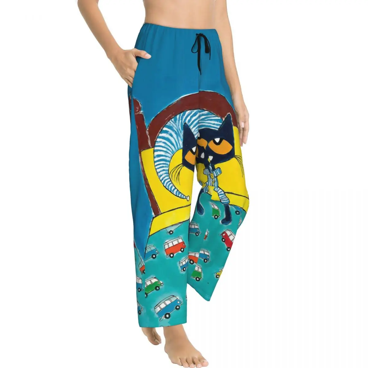Pete The Cat Cartoon Women's Lounge Pants Comfy Pyjama Pants Dorm Sleep Bottoms