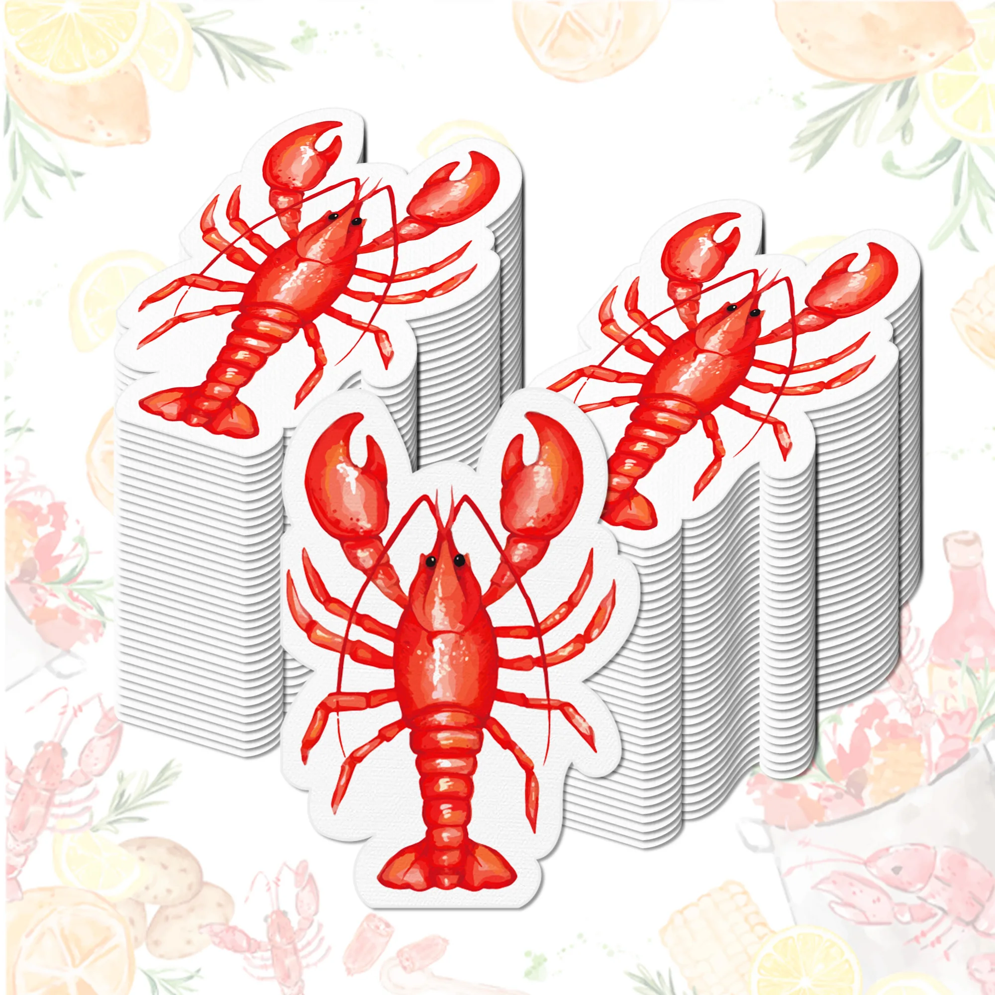Serviettes jetables délicieuses en forme de homard et de crevettes, 20/40/60 pièces, pour fête d'anniversaire, dîner, célébration des vacances d'été