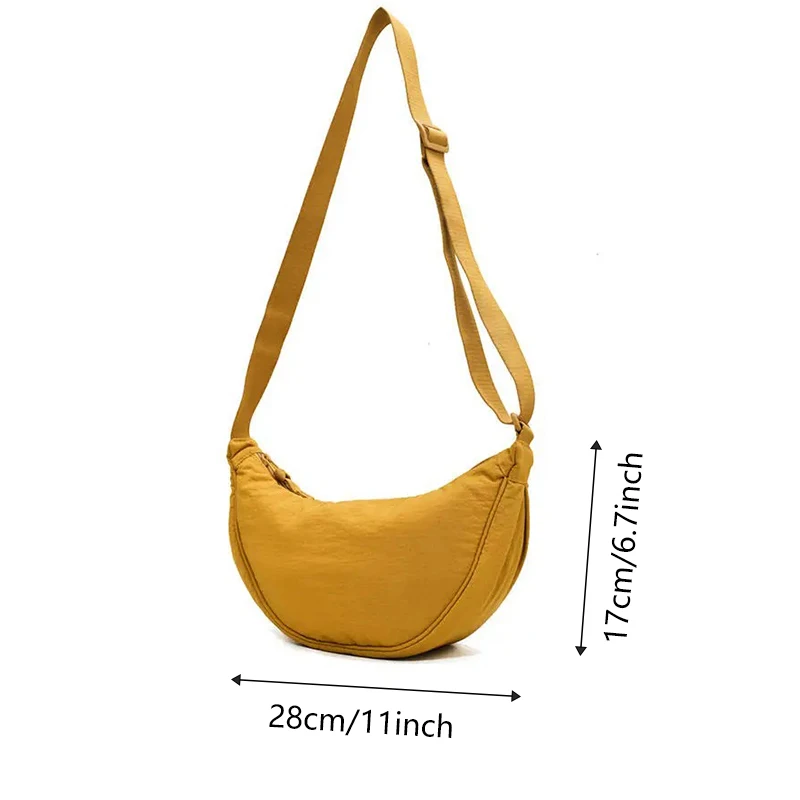 Solid Color Chest Bag for Women Large Capacity Travel Crossbody Female Half Moon Bag Ladies Daily Cotton Filled Shoulder Bag