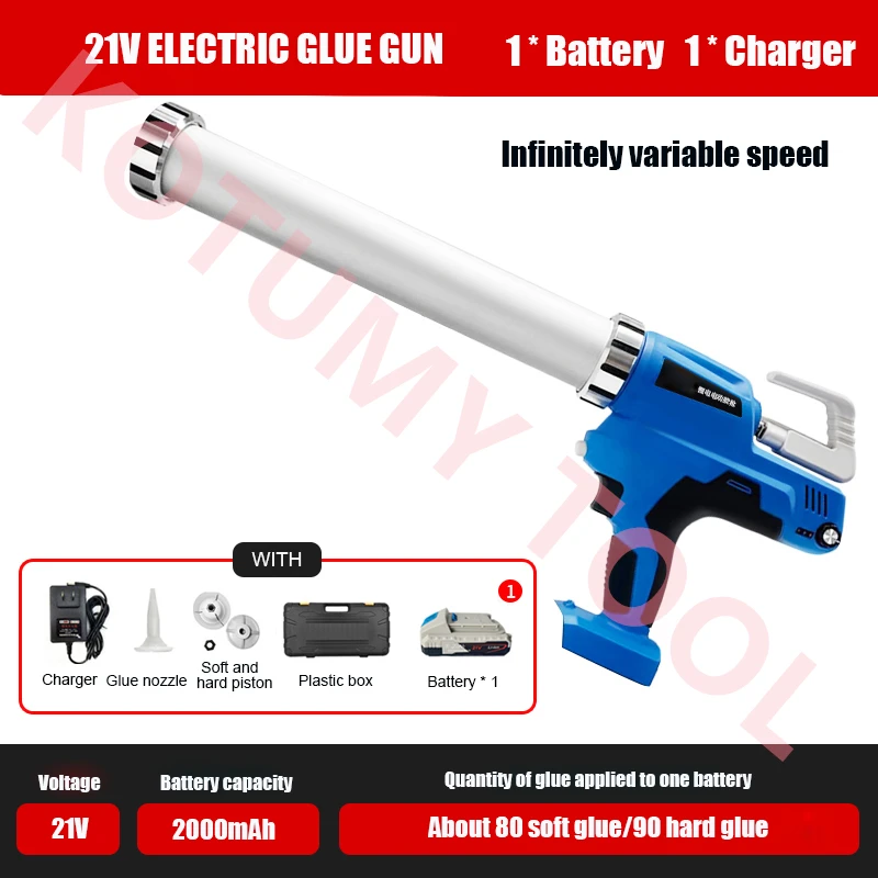 Imagem -02 - Elétrico sem Fio Vidro Caulking Gun Hand-held Recarregável Cola Pistola Borracha Selante Arma para Telha Cerâmica Calafetagem 21v