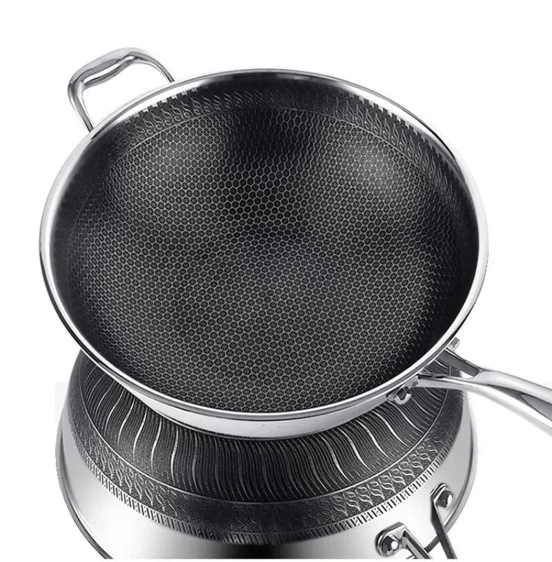 316 stainless steel frying pan honeycomb Food Grade Nonstick Frying Pan Steak Wok General Purpose