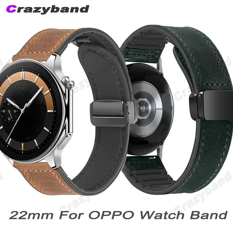 22mm Leather Strap for OnePlus Watch 2 Wear-resistant Wristband for OPPO Watch X 4 Pro Bracelet for Realme Watch 3 S Pro Bands