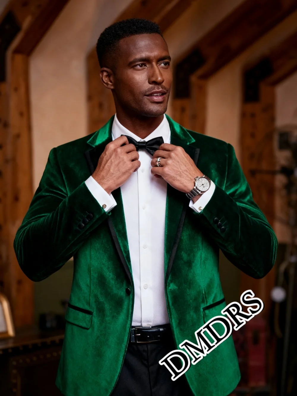 DMDRS Set completo da uomo classico monopetto formale per matrimonio Set completo da uomo elegante da lavoro 3 pezzi (giacca, gilet, pantaloni)