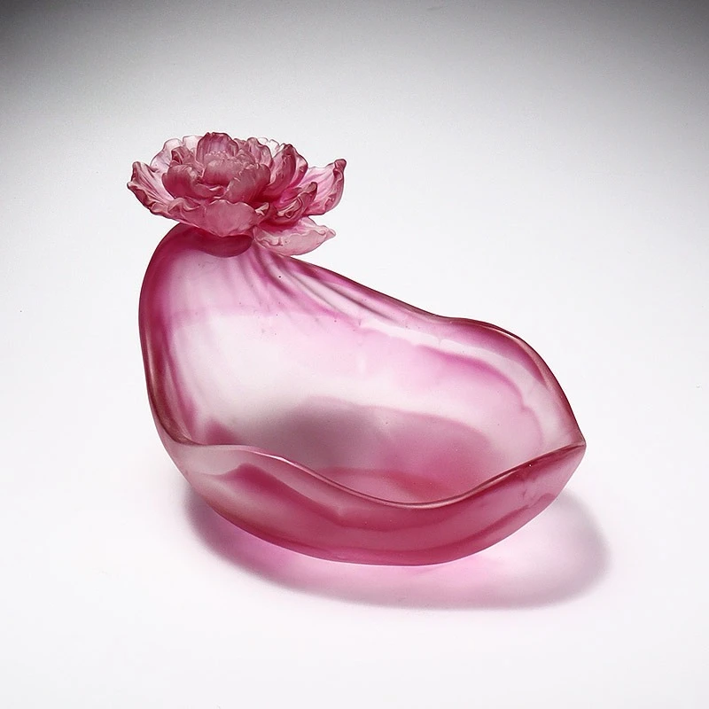 HT  Glazed flower stamen fruit plate living room desktop entrance key storage ornaments for friends crafts housewarming gifts