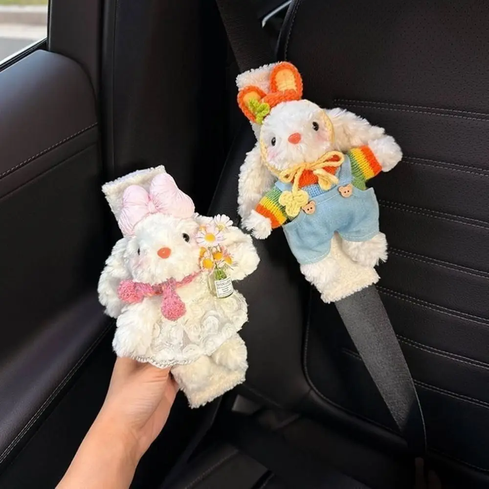 Cartoon Car Seat Belt Cover Anti Slip Long-eared Rabbit Shoulder Pad Cover Soft Anti-Pinch Cute Rabbit Car Seat Belt