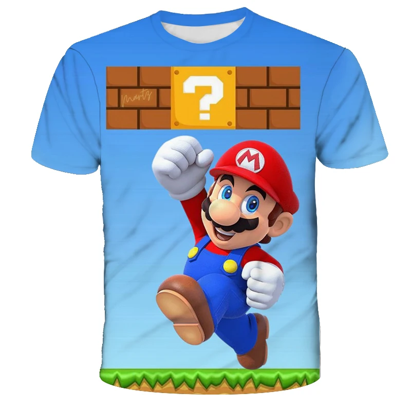 Camisetas de Super Mario Bros Luigi Yoshi, ropa de verano para niños, camiseta para niños, camisetas de manga corta para niñas, lindos regalos de cumpleaños para niños