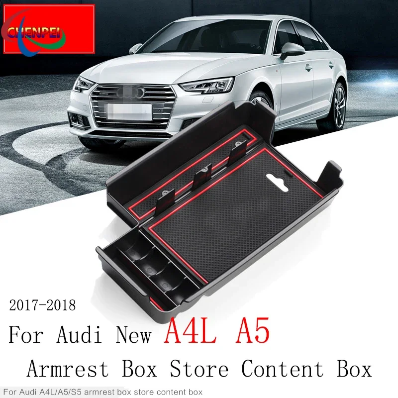 

Car Central Armrest Storage Box For Audi New A4L 2017-2018 A5 2017 Center Console Organizer Containers Tray Accessories