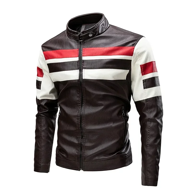 2024 Spring Men Zipper Jacket High Quality Male Jacket Multi Pocket Casual Motorcycle  PU Leather Jackets