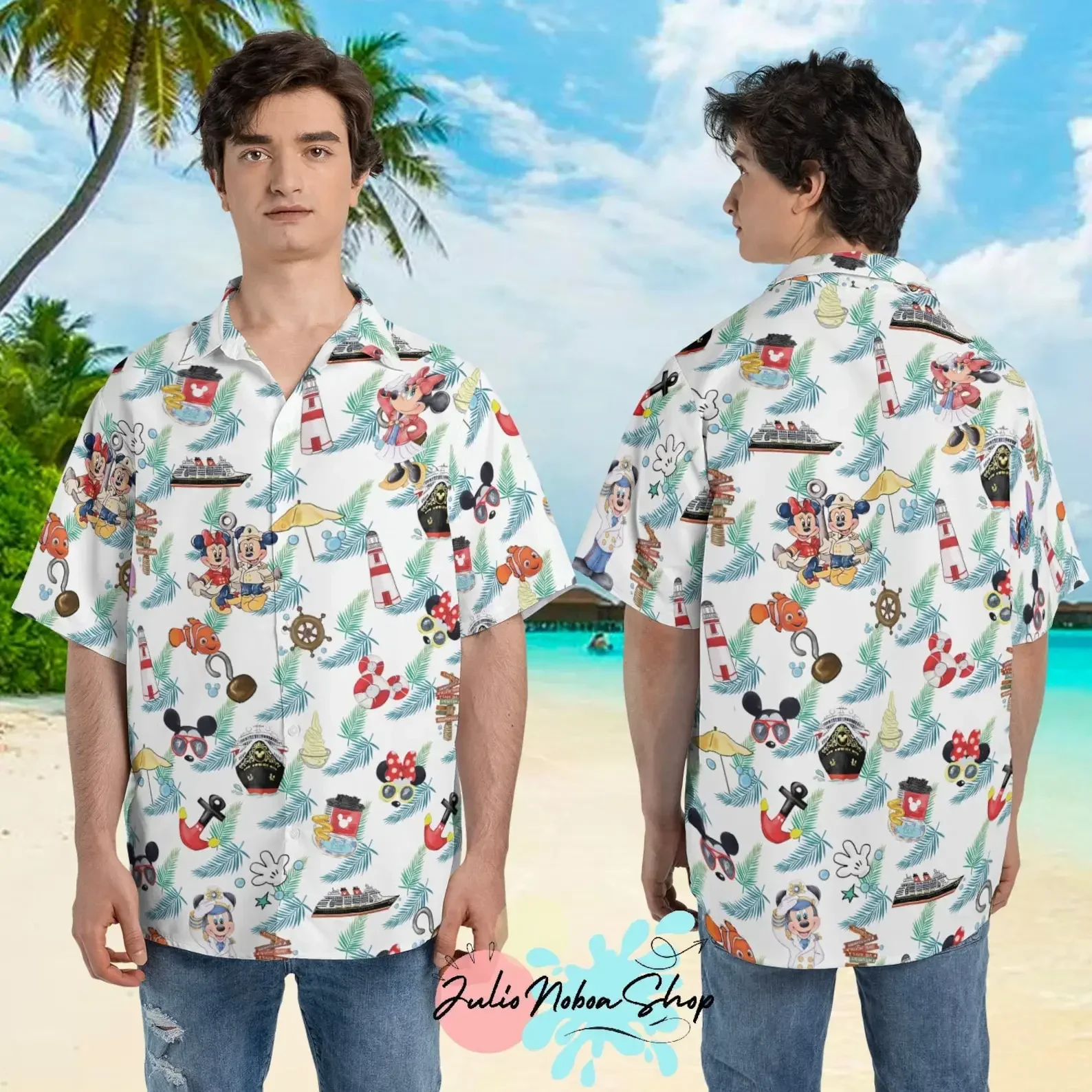 Disney Cruise Line 25th Anniversary Hawaiian Shirt Men Short Sleeve Button Up Shirt Mickey Minnie Hawaiian Shirt Beach Shirt