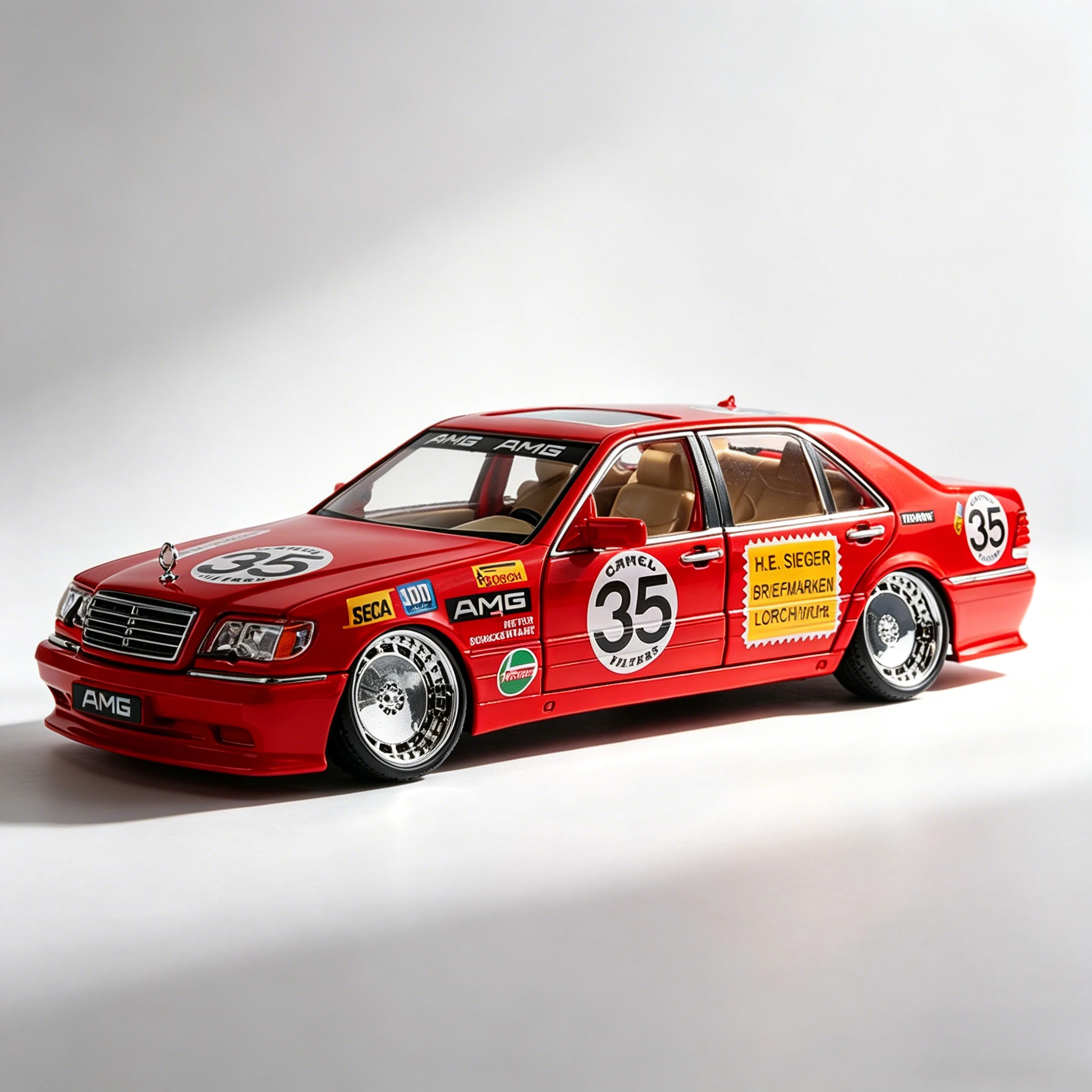 

Масштабная модель автомобиля 1:24 W140 320SEL, модифицированный спортивный автомобиль, литая под давлением, коллекционная, детская игрушка