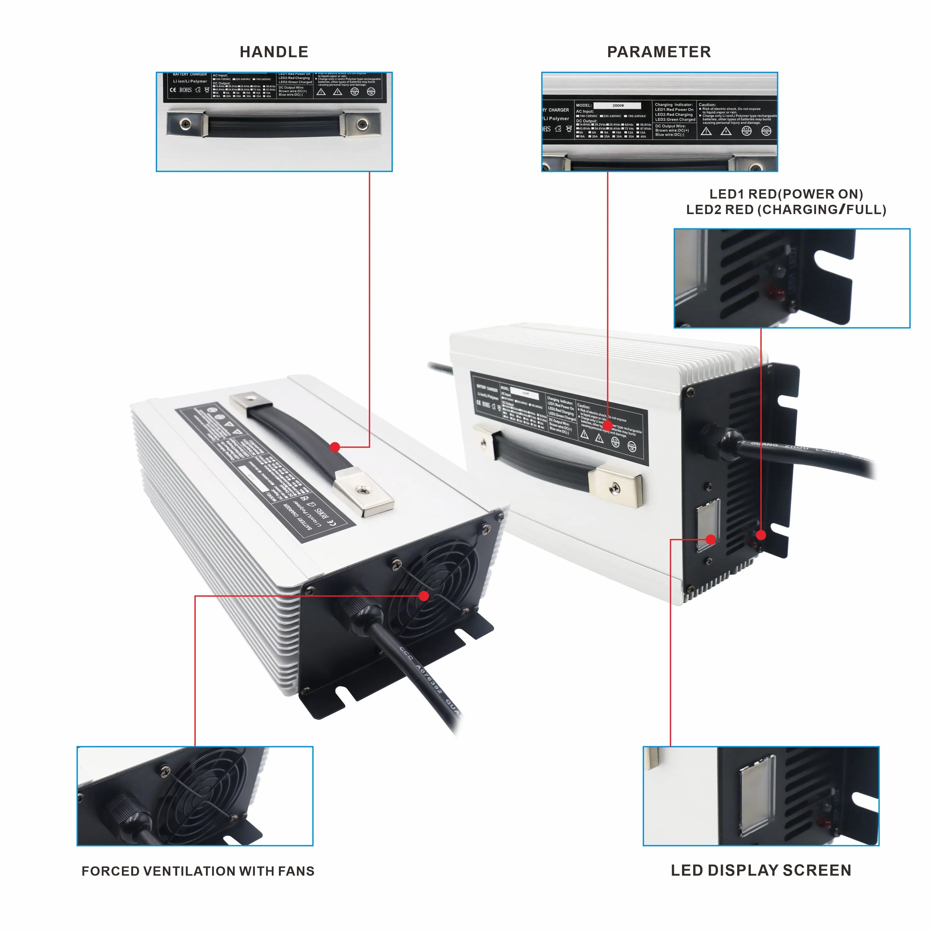 12V 300AH-600AH Lifepo4 Charger 14.6V100A 4S LiFePO4 Battery Charger for Scooters & Industrial Use Lipo Battery Charger