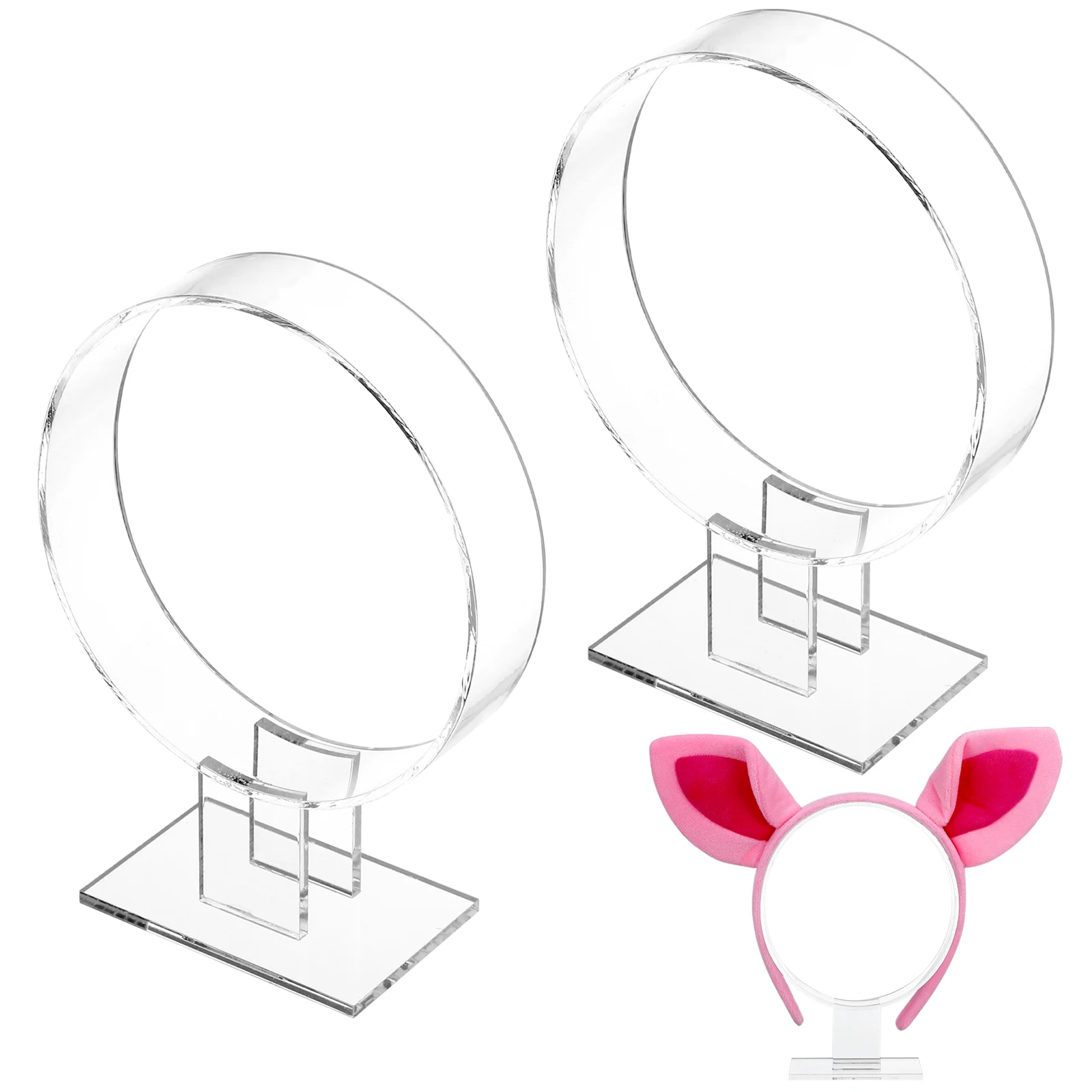 

ULTECHNOVO 2Pcs Acrylic Headband Holder Headphone Stand Display Rack for Monitor Earphone Organizer White Hair Hoop Accessory