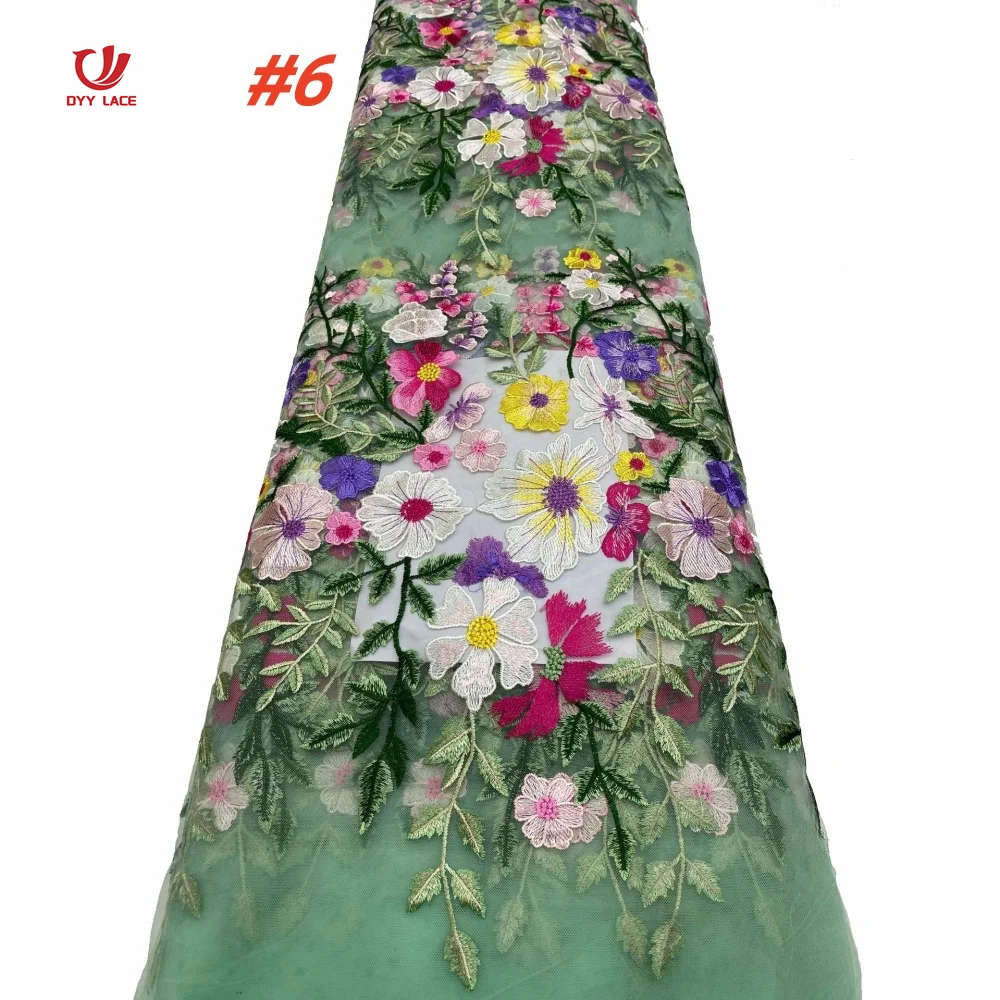 

Luxury African 3D Flower Lace Fabric Embroidery French Mesh Lace Fabric Sequins Groom Nigerian Tulle Lace For Party 5 Yards