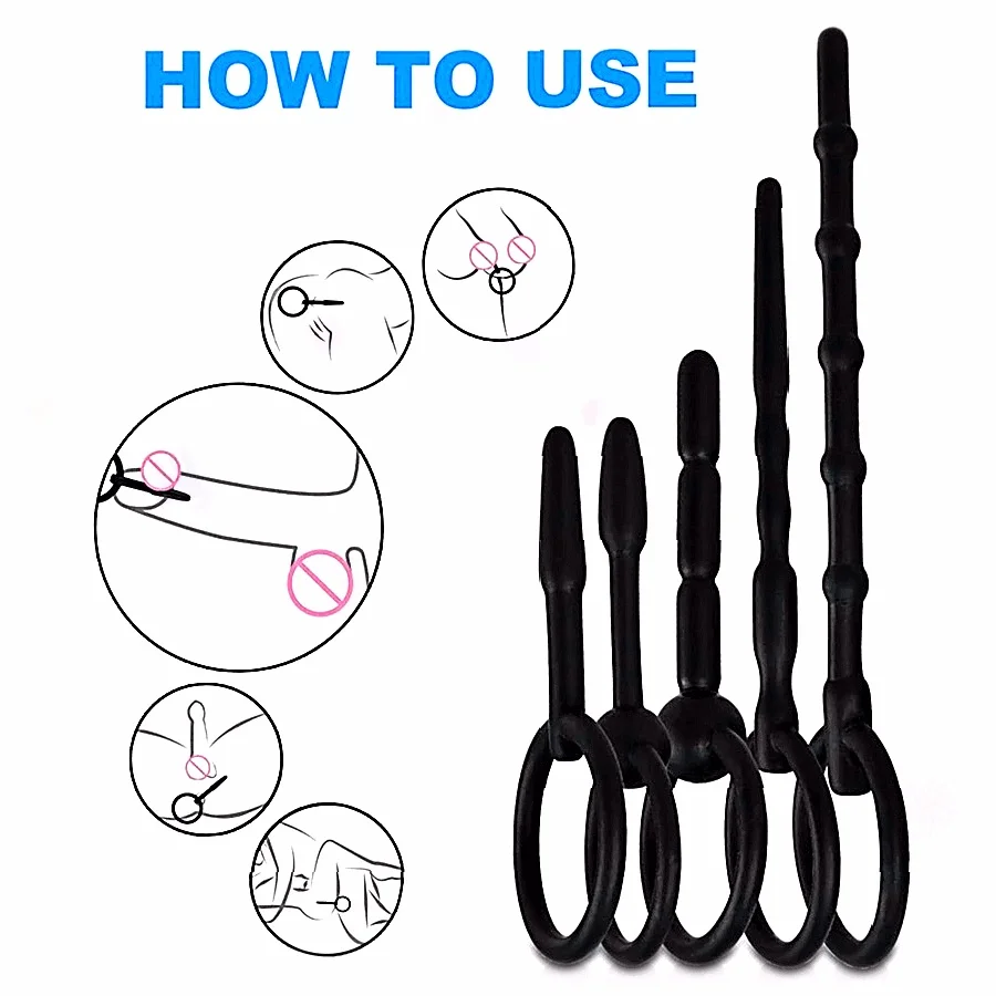 5 أحجام لينة سيليكون مجرى البول موسع الحصان العين عصا القضيب قضيب موسع المثيرة الكبار لعبة الجنس للرجال مجرى البول الصوت رجل