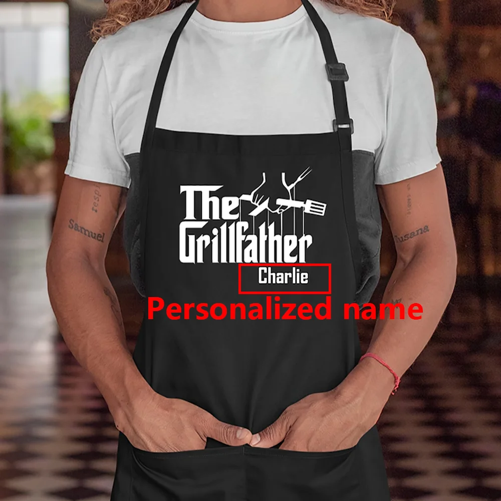 

Personalized custom The Grillfather Apron Chef gifts for dad husband Chef Cooking Birthday fathers day party funny bbq apron