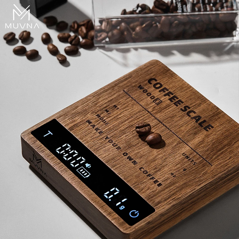 MUVNA Espresso Electronic scale for espresso coffee 0.1/grams of high-precision professional coffee electronic scale/solid wood