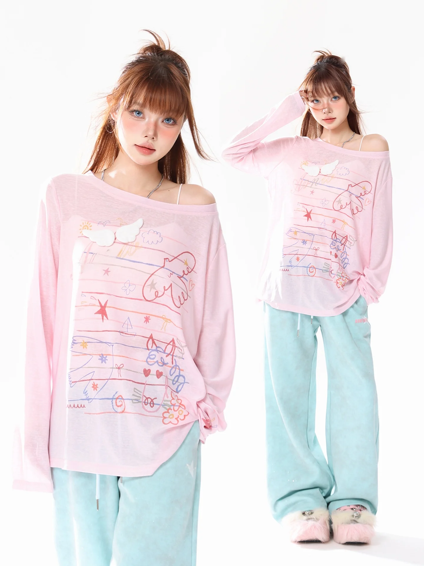 

Новинка весна-лето: Женская свободная полупрозрачная футболка-накидка Dopane Fiti с длинным рукавом для защиты от солнца