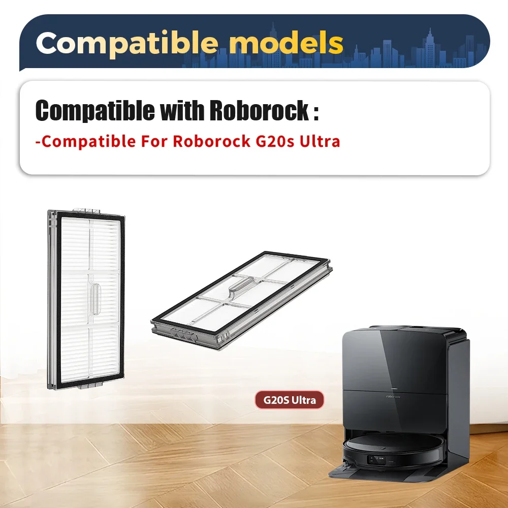 أجزاء مرشحات HEPA لـ Roborock G20S Ultra/Qrevo CurvX/Saros 10R /Saros Z70 جهاز آلي لتنظيف الأتربة ملحقات مرشحات قابلة للغسل