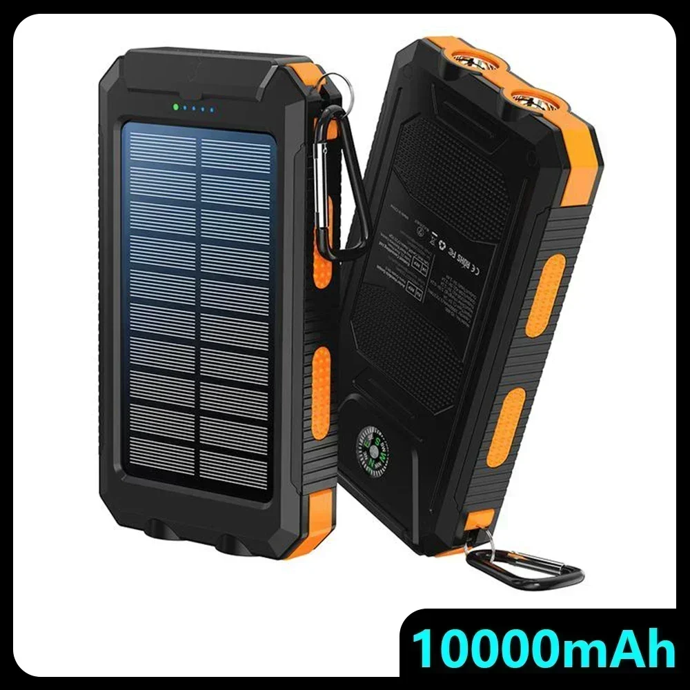 Versatile Outdoor Solar Power Bank 10000mAh 4-in-1: Charge/Light All-Day Use