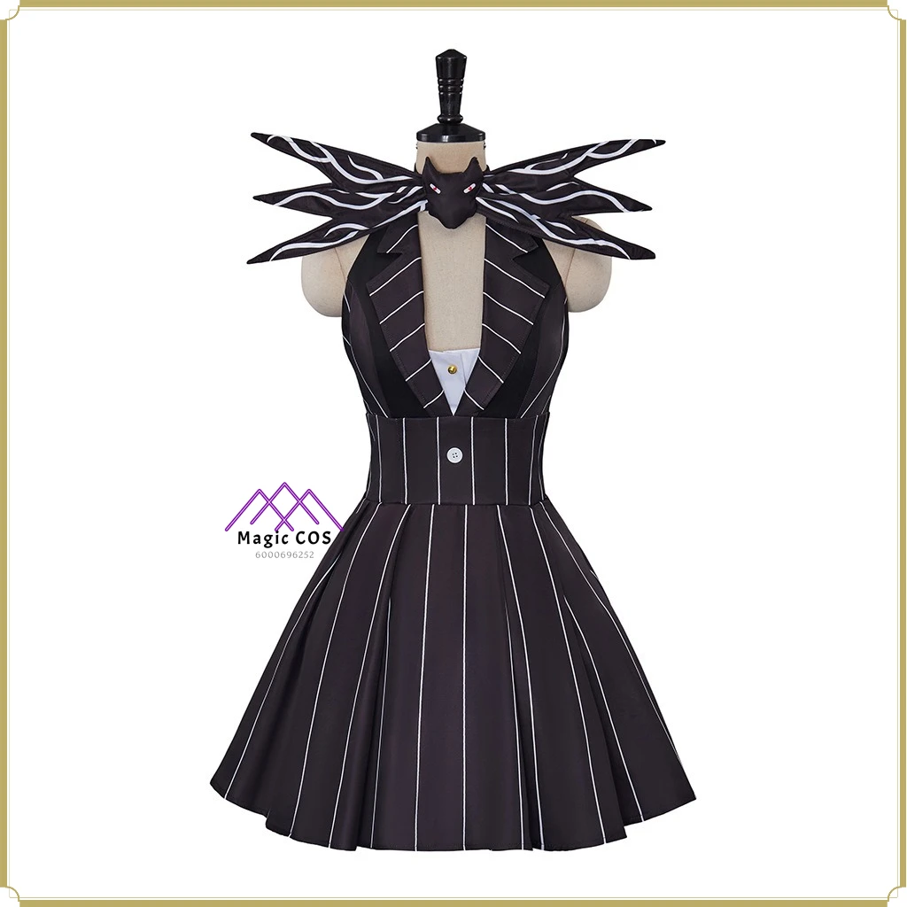 

Full Set Anime Cosplay CostumeThe Nightmare Before Christmas Jack Women's Gothic Striped Dress Full Set Anime Clothes Party Suit