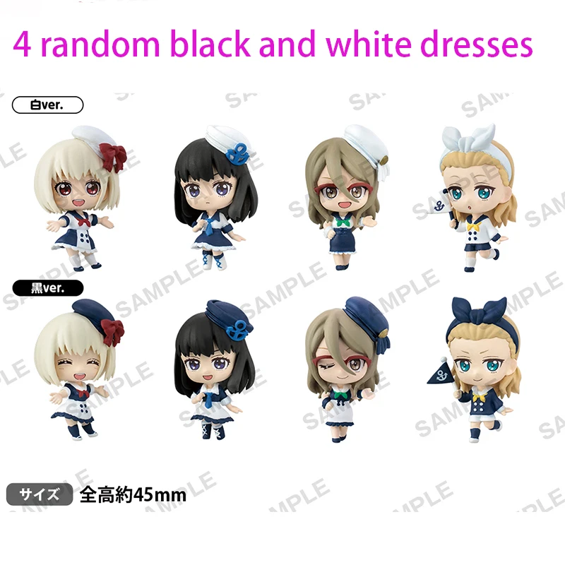 4Pcs/set Lycoris Black and White Clothing Twisted Egg Bushiroad Nishikigi Chisato Inoue Takina Action Figure Model Toys Gift