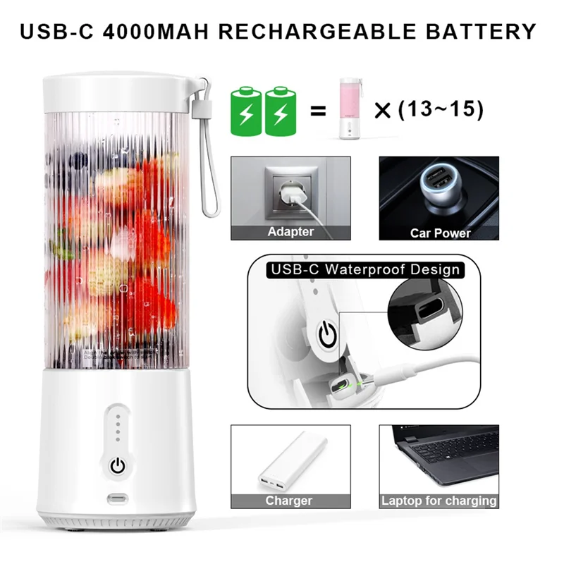 Aa96 450ml misturadores recarregáveis espremedores de frutas misturador 6 lâminas espremedores elétricos portáteis fabricante liquidificador de frutas extratores de frutas-c