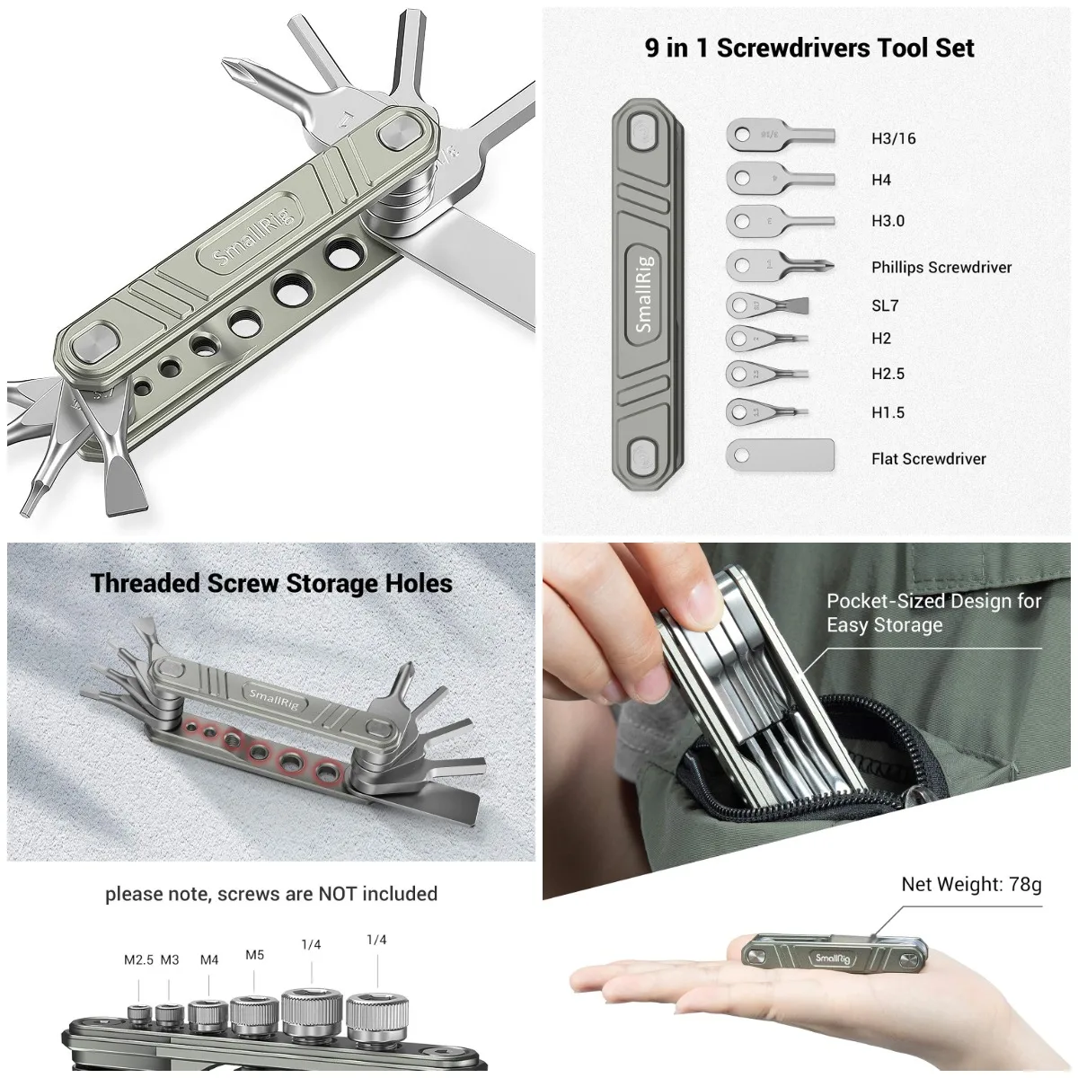 

Universal Folding Tool Multi-Tool for Videographers, Tool Set with Nine Functional Tools Included - TC2713
