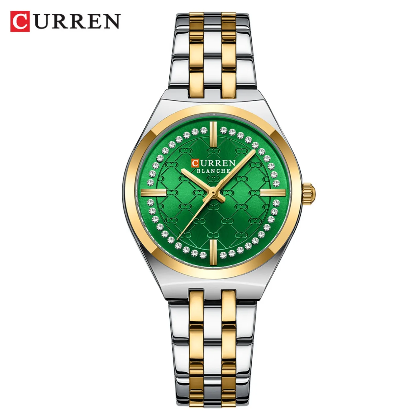 CURREN 9096 Ladies' Stainless Steel Strap Quartz Wristwatch with Printed Dial Fashionable Waterproof and Diamond-set Scale Gifts view 3